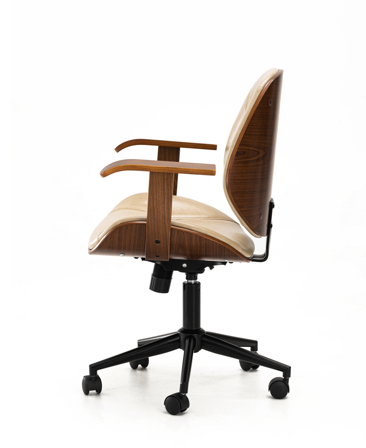 Shop Glitzhome Leatherette Gaslift Adjustable Swivel Office Chair In Beige