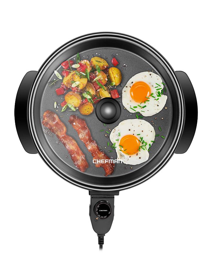 Chefman 12" Round Electric NonStick Skillet with Tempered Glass Lid Macy's