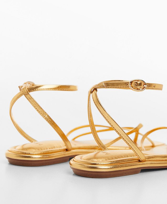 MANGO Women's Metallic Strap Sandals - Macy's