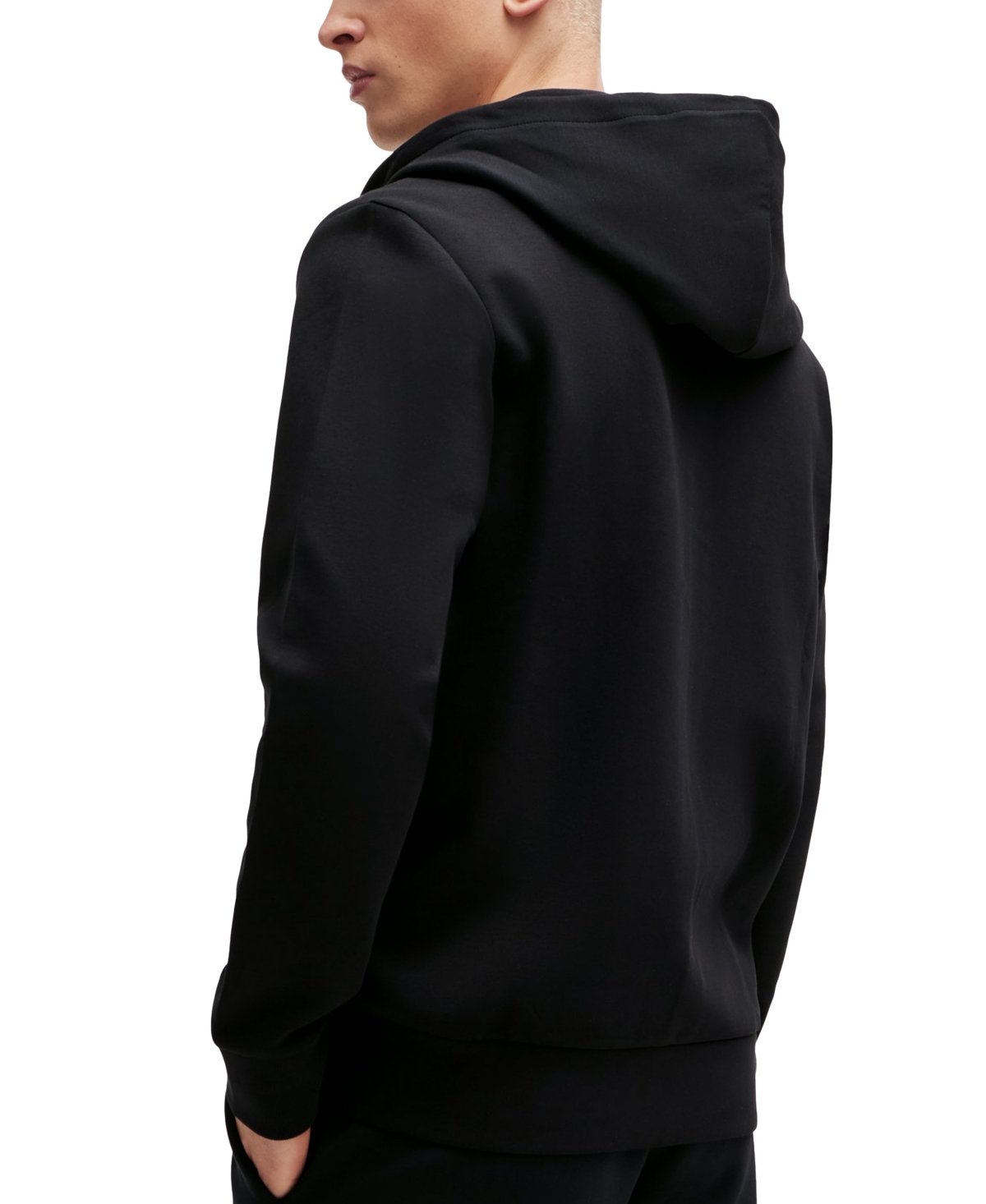 Shop Hugo Boss Boss By  Men's Logo Print Zip-up Hoodie In Black