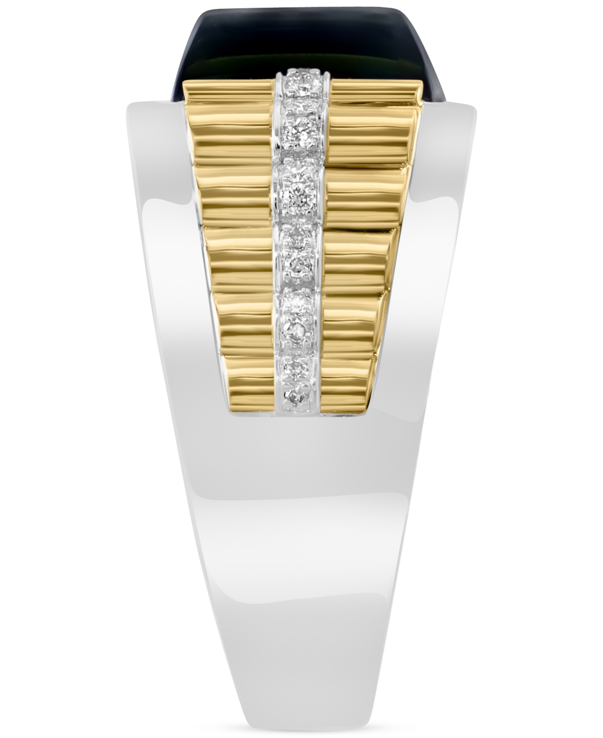 EFFY COLLECTION EFFY MEN'S ONYX & DIAMOND ACCENT RING IN STERLING SILVER & 14K GOLD-PLATE 