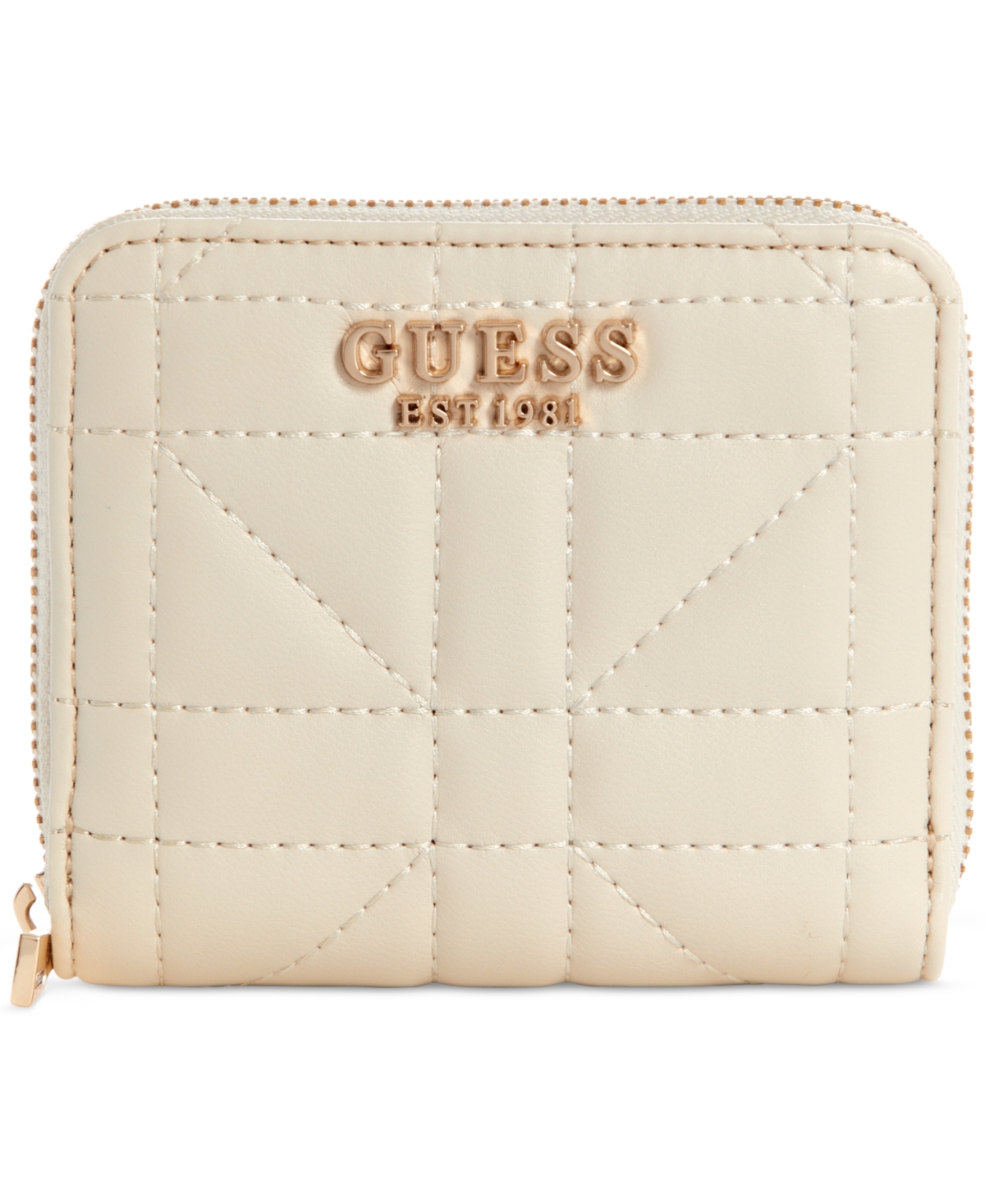 Shop Guess Assia Slg Small Zip Around Wallet In Stone