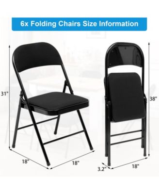 SUGIFT 4/6/10-Pack Folding Chair Set with Fabric Upholstered Padded Seat Metal Frame for Home Office Dining Room-6 Pack