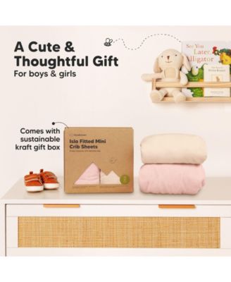 2-Pack Mini Crib Sheets, Pack and Play Sheets Fitted, Pack N Play Sheets, Organic Fitted Crib Sheet Cover