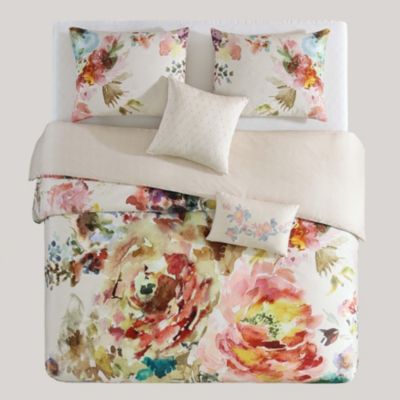 Antique Flowers 200-Thread Count Cotton Sateen 5-Pc. Reversible Comforter Set, King