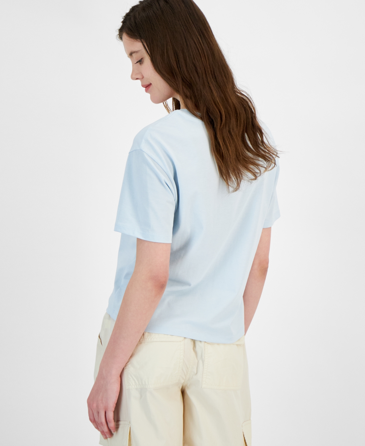 Rebellious One Juniors' Butterfly Graphic-print Tee In Baby Blue