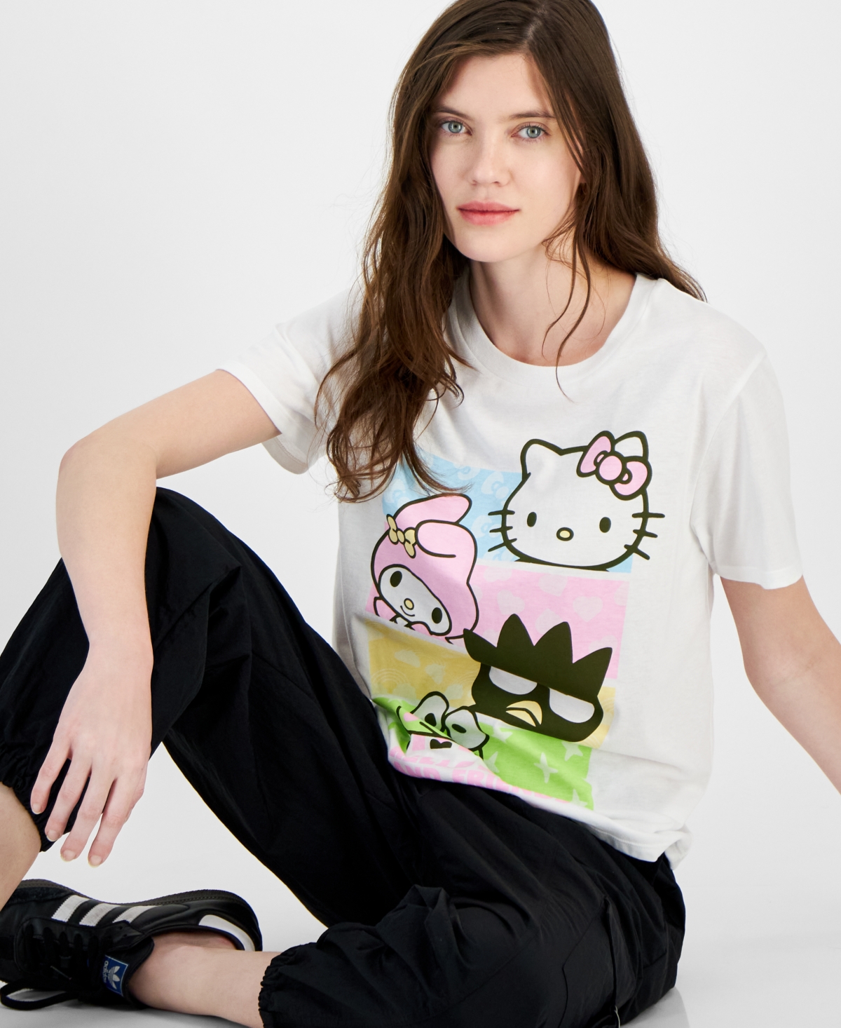 Love Tribe Juniors' Hello Kitty & Friends Crewneck T-shirt In White