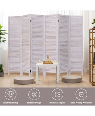 6 Panels Classic Venetian Wooden Slat Room Screen