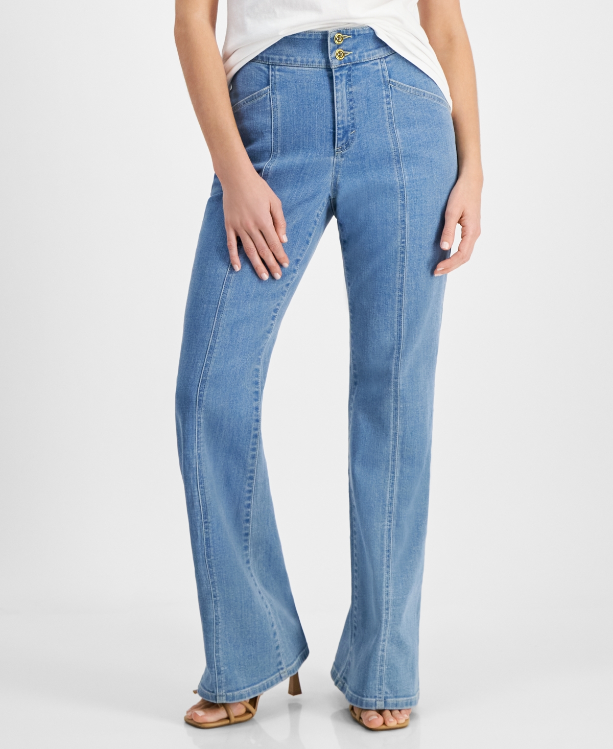 Petite Flare-Leg Front-Seam Jeans, Created for Macy's - Light Indigo