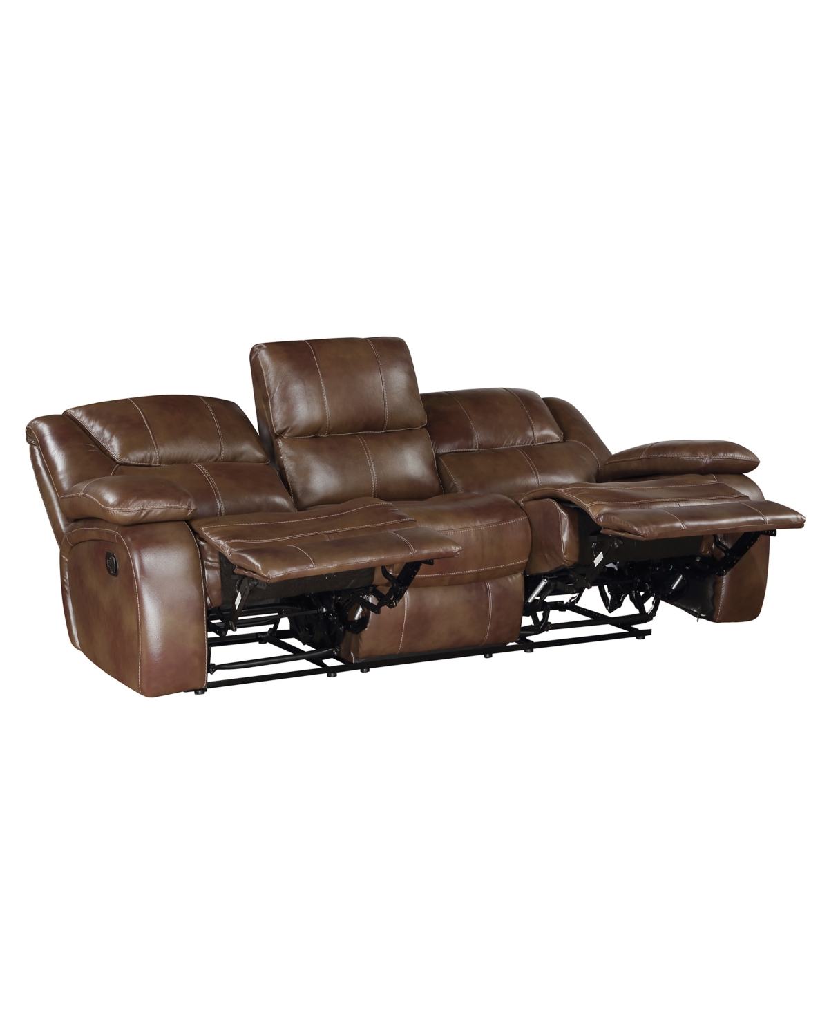 Shop Homelegance White Label Ouray 87" Leather Double Reclining Sofa In Brown