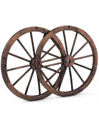 Set of 2 30-inch Decorative Vintage Wood Wagon Wheel