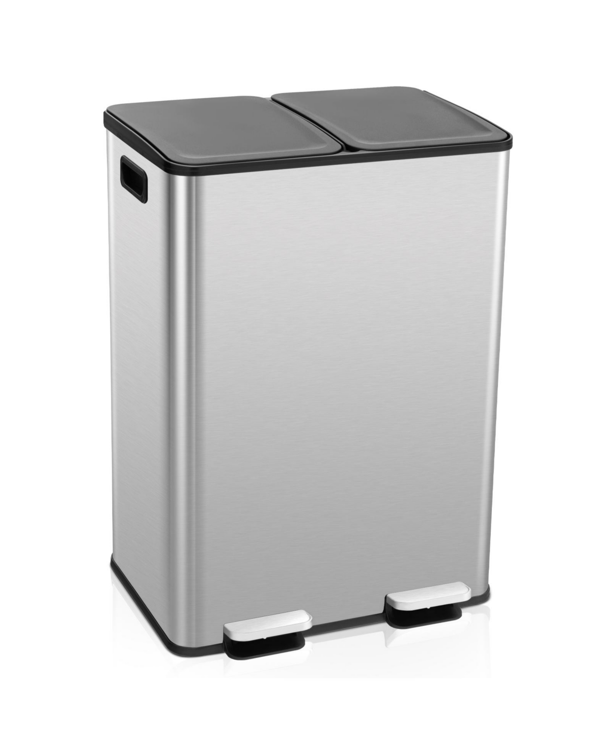 2 x 8 Gal Dual Compartment Trash Can-Silver - Silver