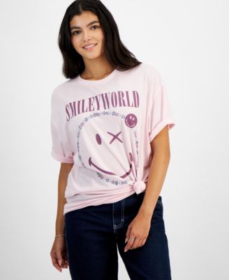 Grayson Threads, The Label - Juniors' Smiley World Graphic T-Shirt