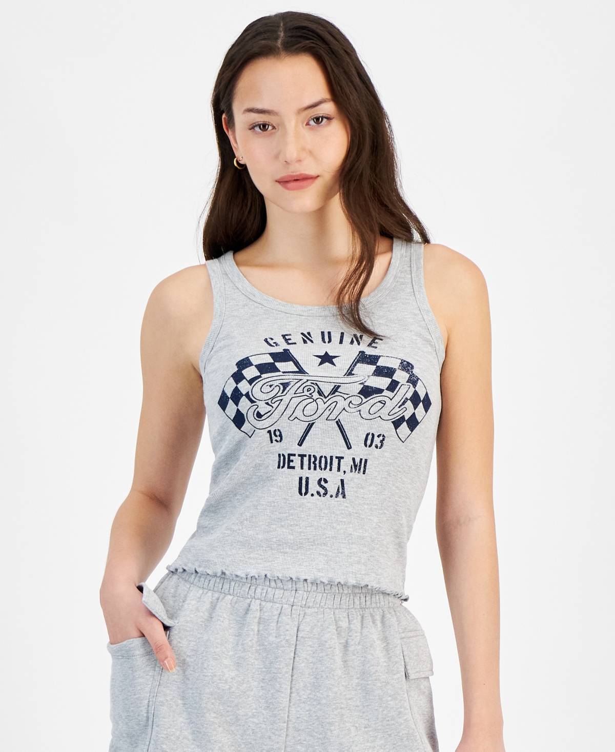 Juniors' Ford Graphic-Print Tank Top - Gray
