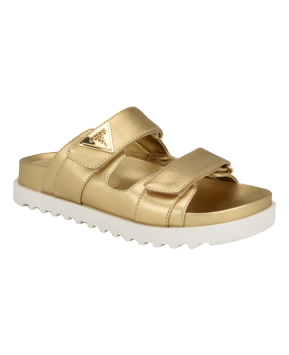 Shop Guess Women's Fabula Lug-sole Logo Footbed Sandals In Gold