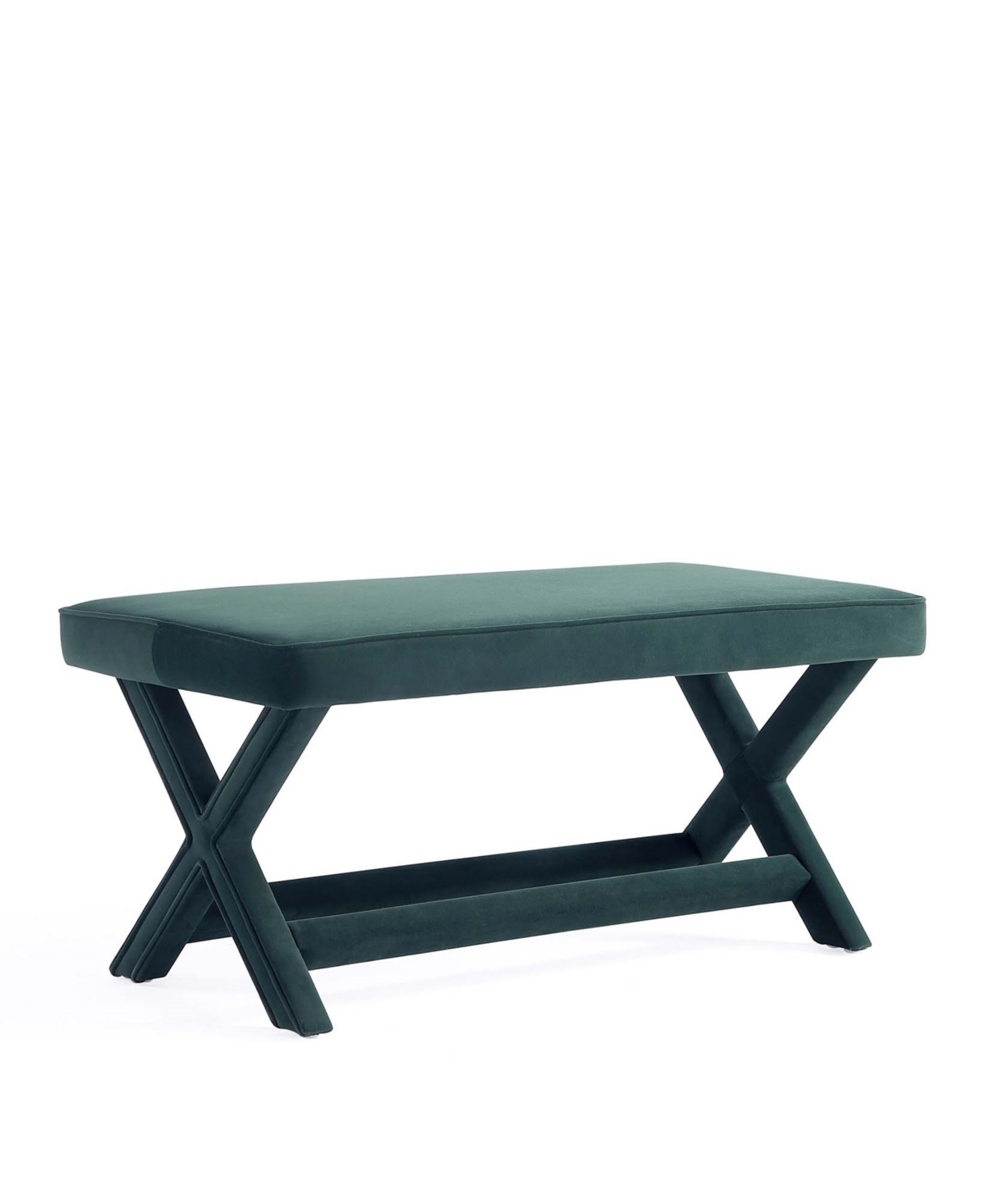 Shop Manhattan Comfort Abigail 42.12" Velvet Upholstered Rubberwood Double Ottoman Bench In Evergreen