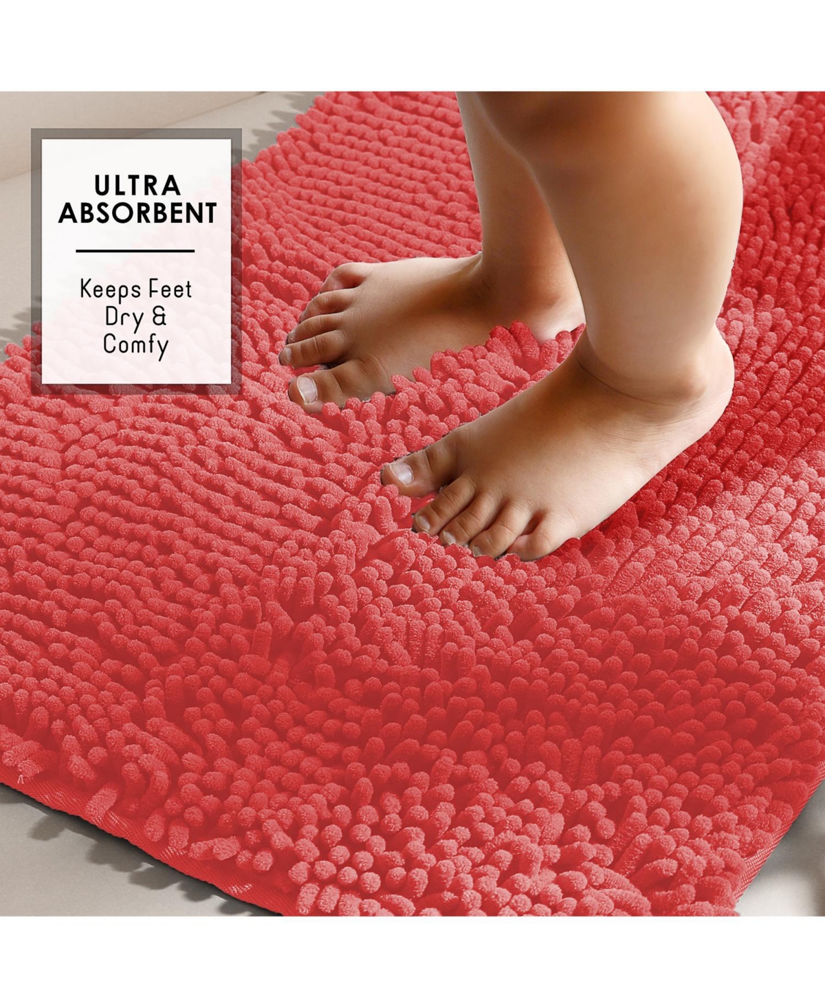 Hearth & Harbor Ultra Soft Non-Slip Chenille Bath Rug - Quick Dry, Machine Washable - 20”x32”