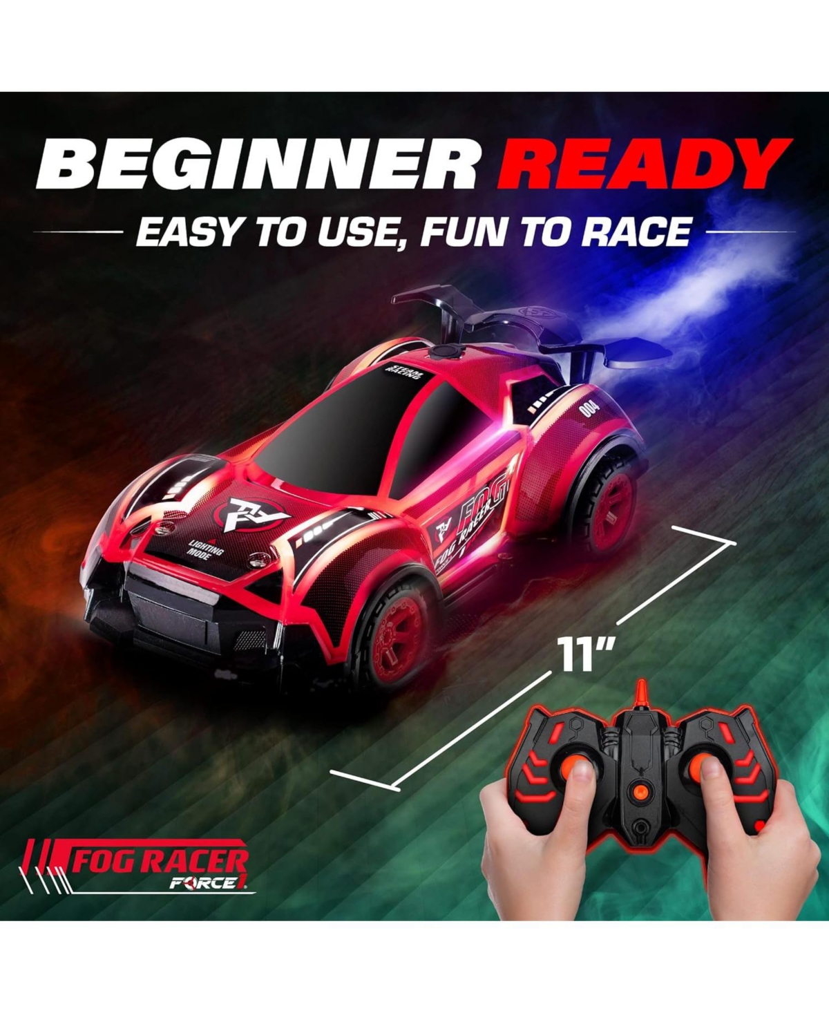 Force1 Fog Racer Remote Control Car For Kids - Red and Blue - Red and Blue