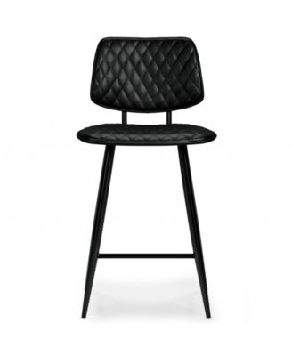 Raya Counter Height Stool (Set of 2) in Black Pu Leather