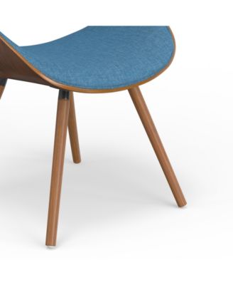 Malden Bentwood Dining Chair with Wood Back in Blue Linen Look Woven Fabric