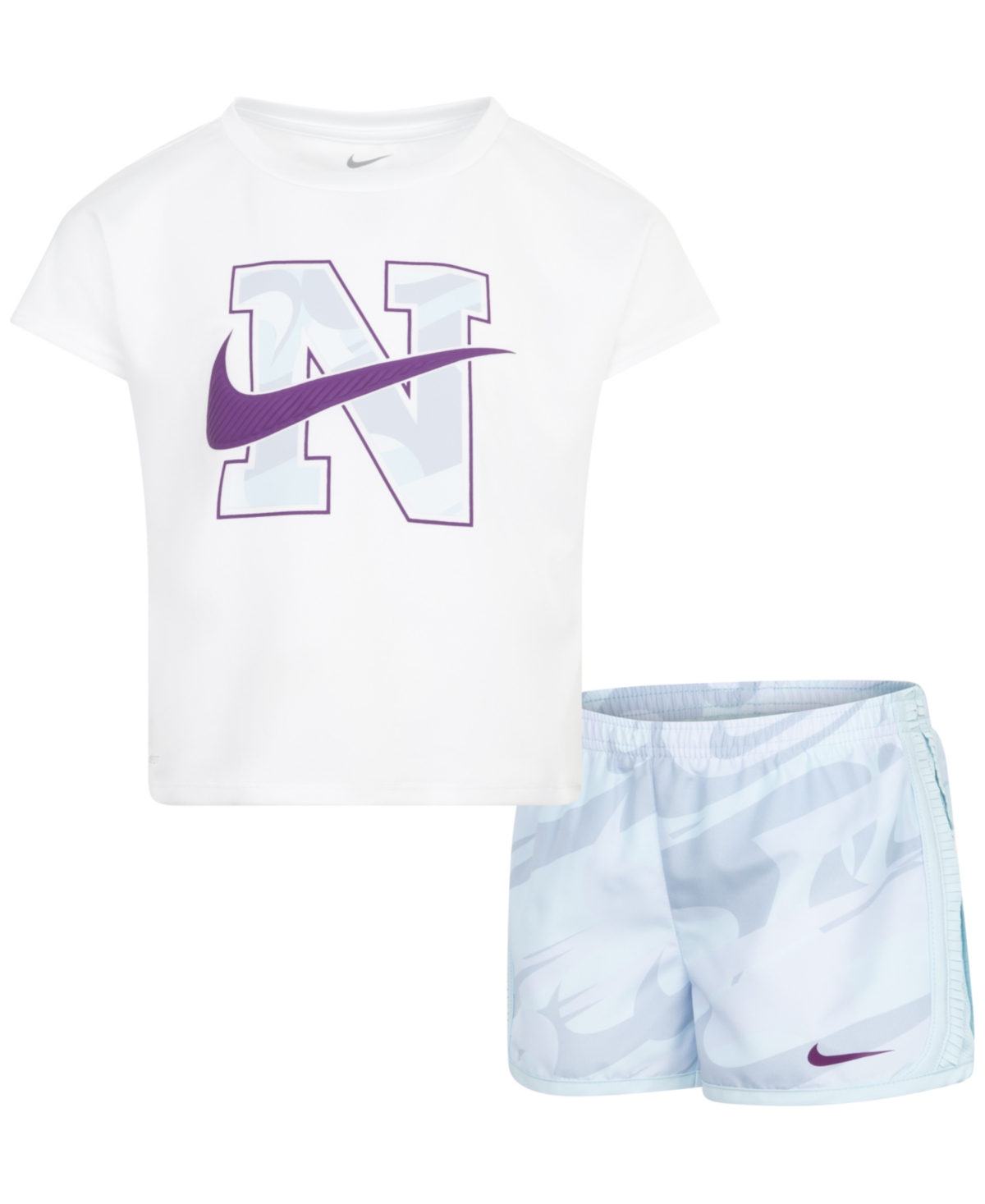 Shop Nike Little Girls 2-pc. Prep In Your Step Tee & Tempo Shorts Set In Gglacier