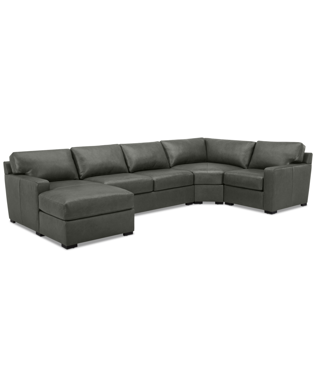 Macy's Radley 148" 4-pc. Leather Wedge Modular Chaise Sectional, Created For  In Anthracite
