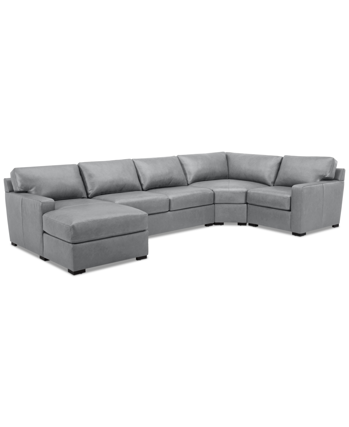 Macy's Radley 148" 4-pc. Leather Wedge Modular Chaise Sectional, Created For  In Light Grey