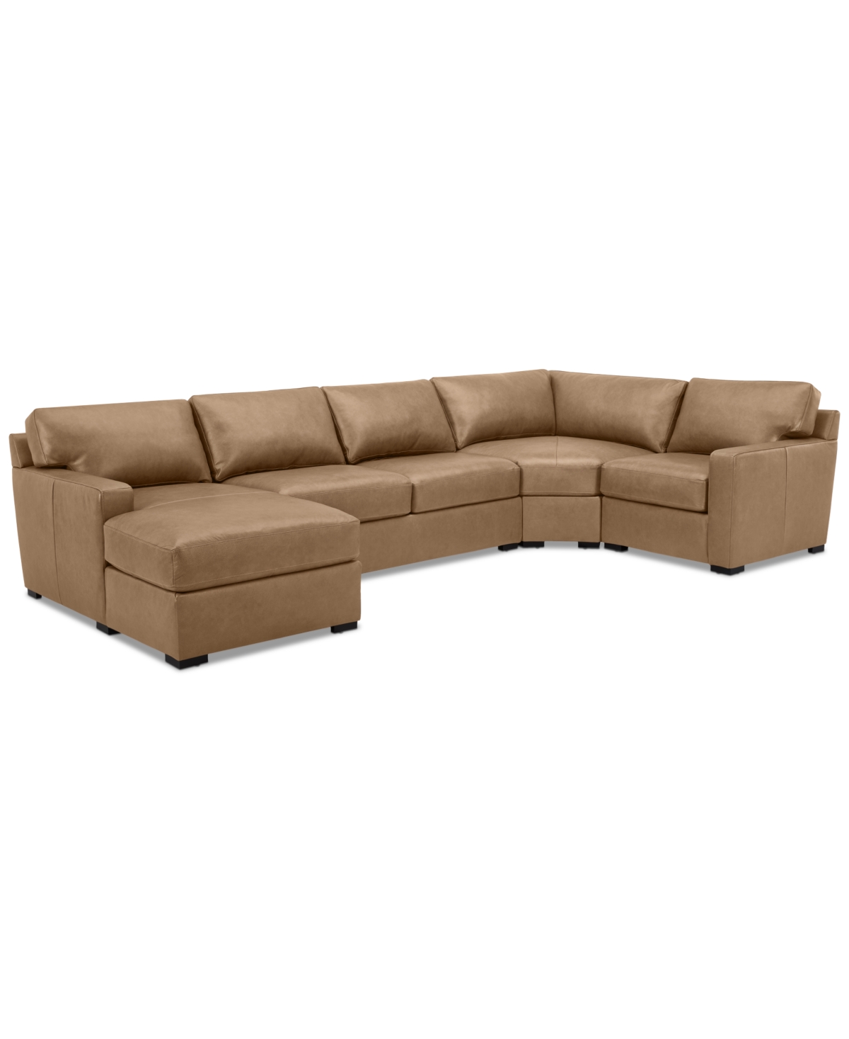 Macy's Radley 148" 4-pc. Leather Wedge Modular Chaise Sectional, Created For  In Light Natural