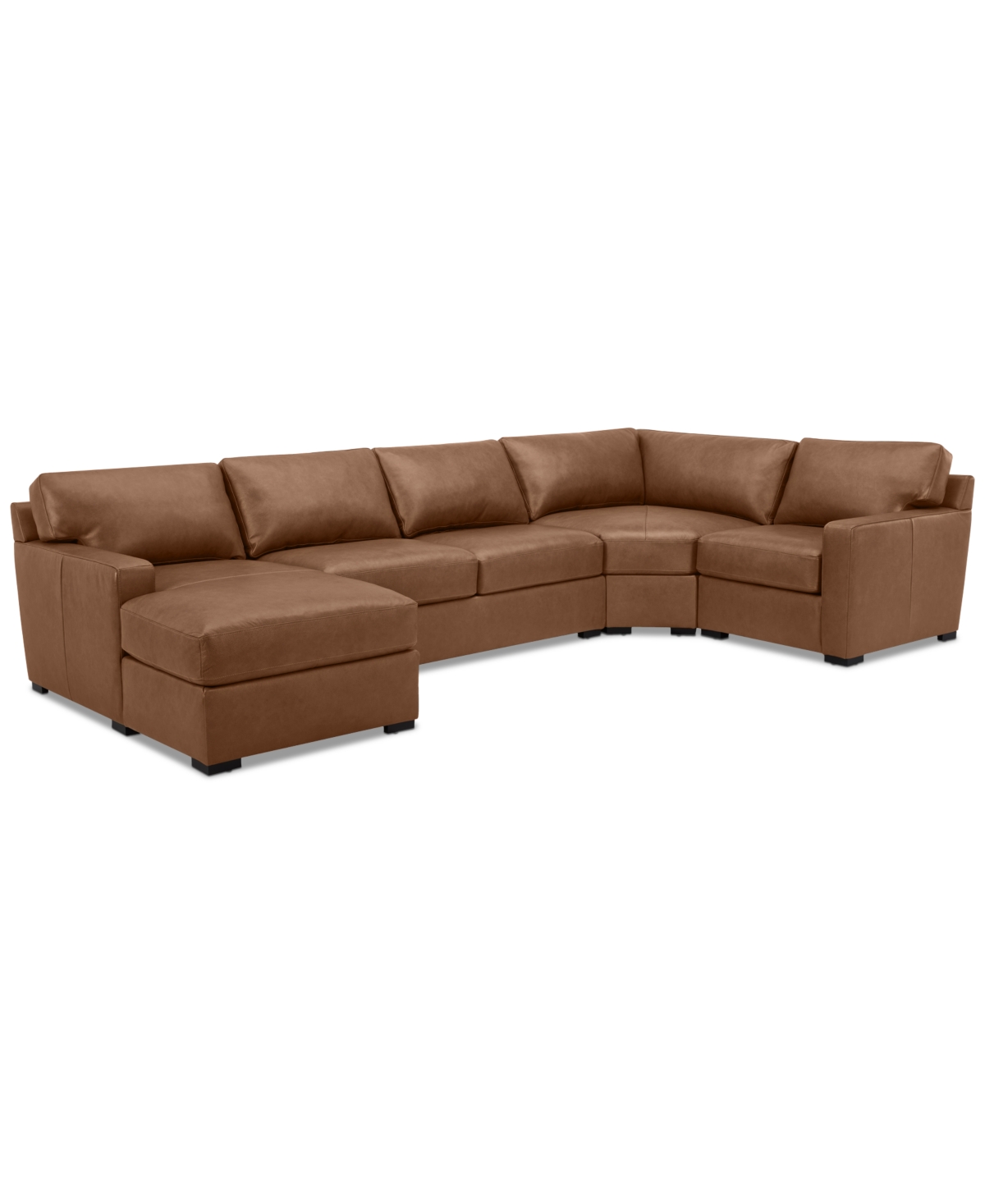 Macy's Radley 148" 4-pc. Leather Wedge Modular Chaise Sectional, Created For  In Light Tan