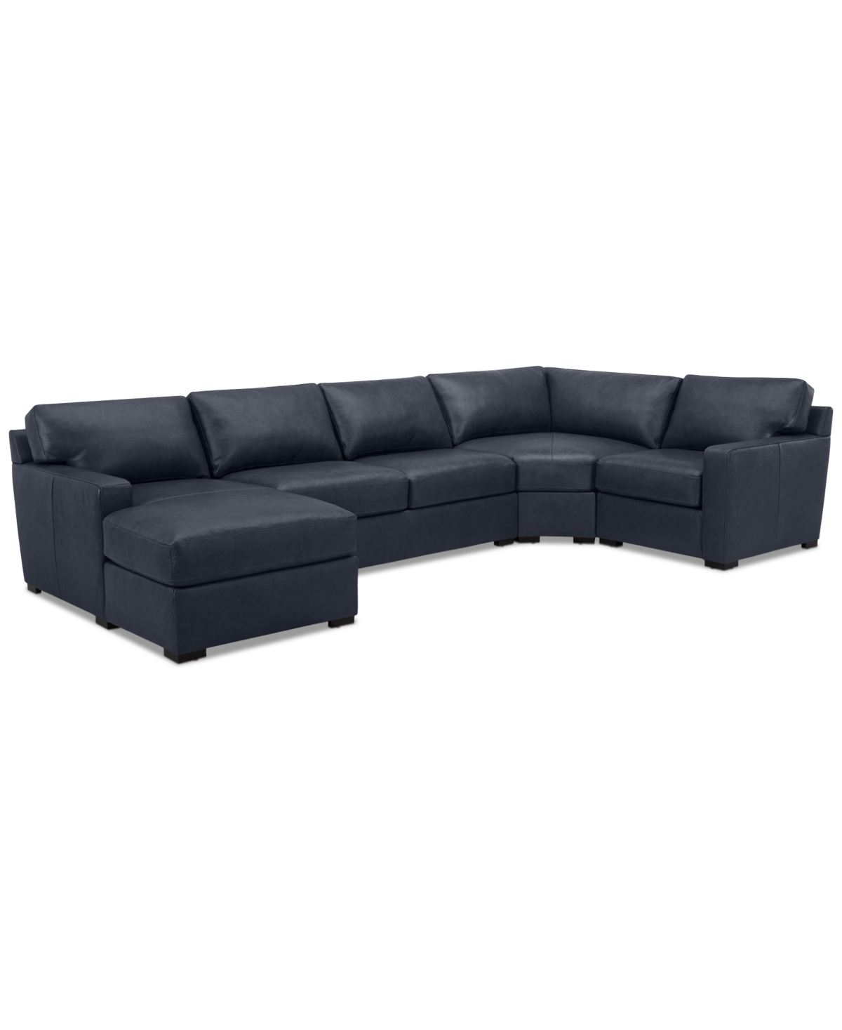 Macy's Radley 148" 4-pc. Leather Wedge Modular Chaise Sectional, Created For  In Blue