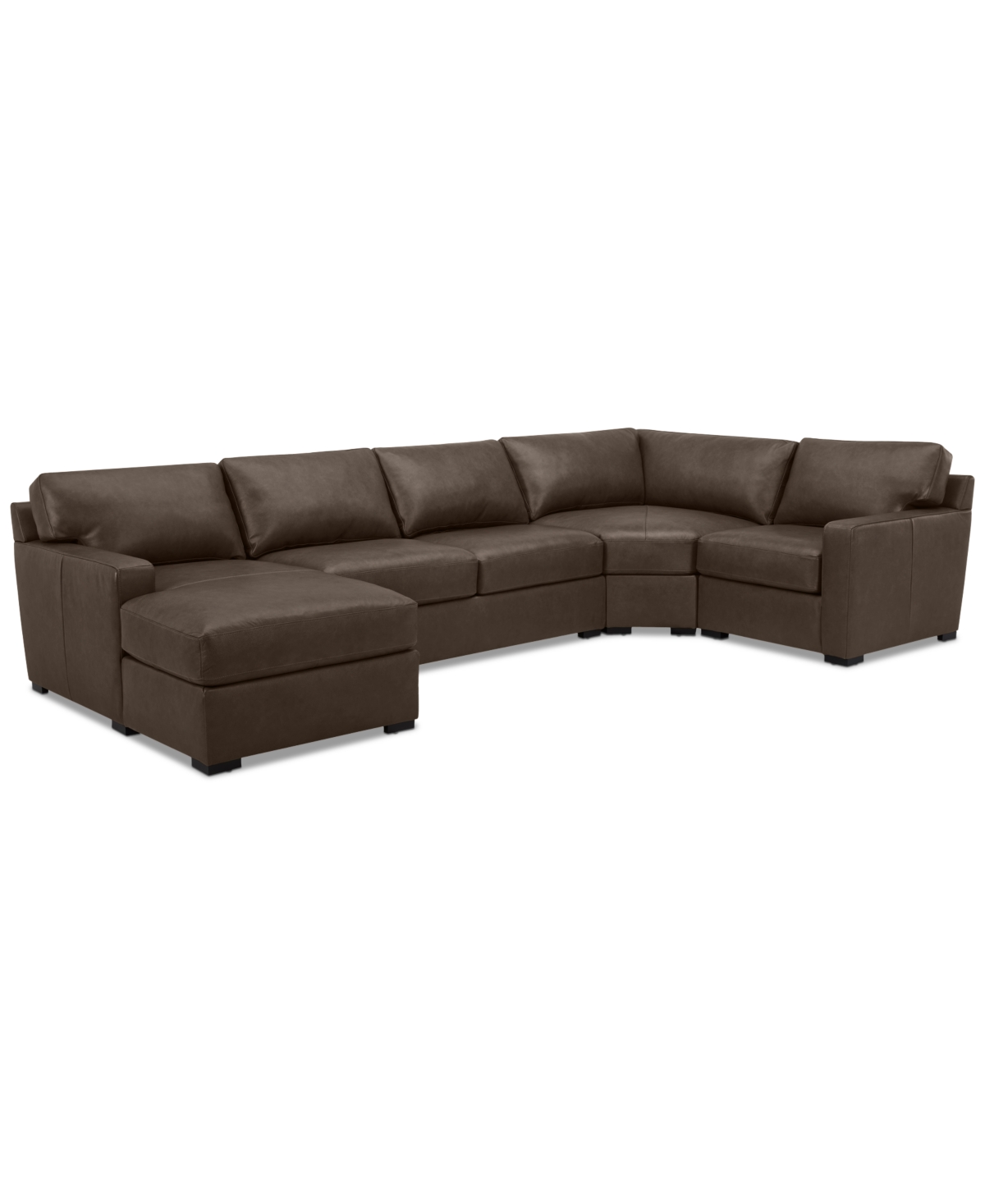 Macy's Radley 148" 4-pc. Leather Wedge Modular Chaise Sectional, Created For  In Chocolate