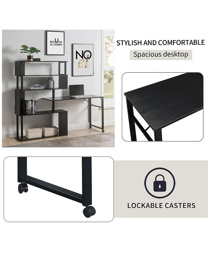 Simplie Fun Home Office Computer Desk L-Shaped Corner Table, Rotating ...