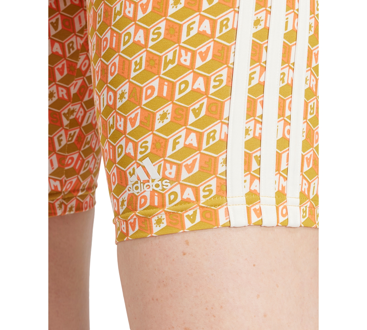 adidas Women's Farm Rio Printed 3-Stripes Bike Shorts -semi Solar Green