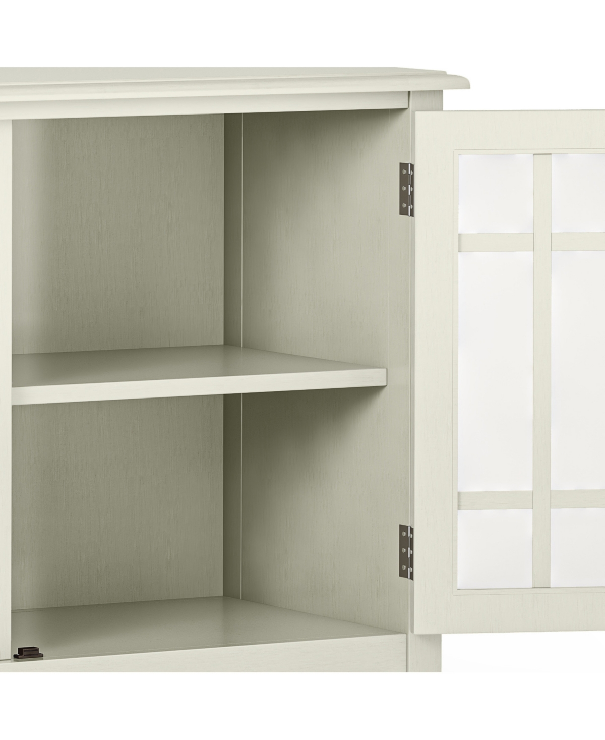 Simpli Home Connaught Solid Wood Low Storage Cabinet In Antique White In Antique White
