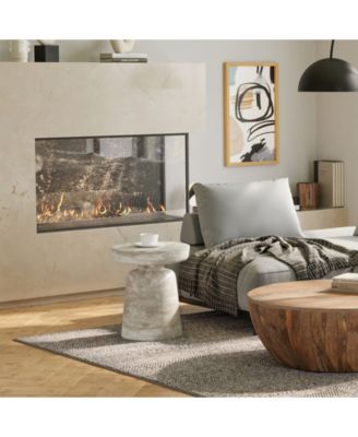 Robbie Solid Mango Wood Accent Table in Distressed White Wash