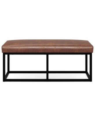 Reynolds Ottoman Bench in Distressed Saddle Brown Pu Leather