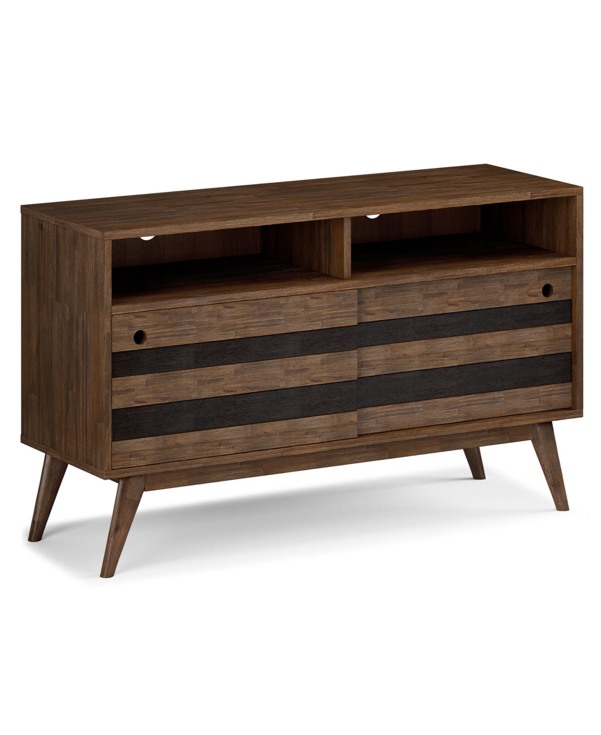 Shop Simpli Home Clarkson Solid Acacia Wood Tv Stand In Rustic Natural Aged Brown For Tvs Up To 60 Inches