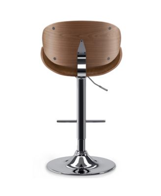 Marana Bentwood Adjustable Swivel Bar Stool in Deep Tan Pu Leather