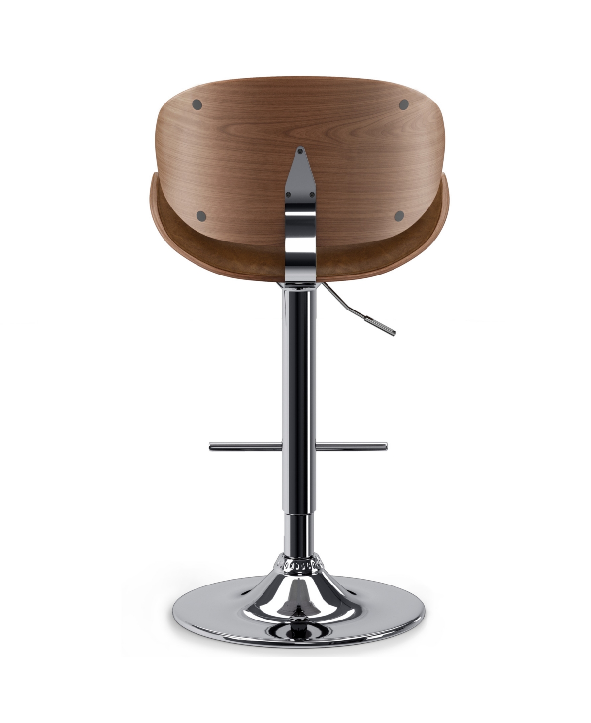 Shop Simpli Home Marana Bentwood Adjustable Swivel Bar Stool In Deep Tan Pu Leather