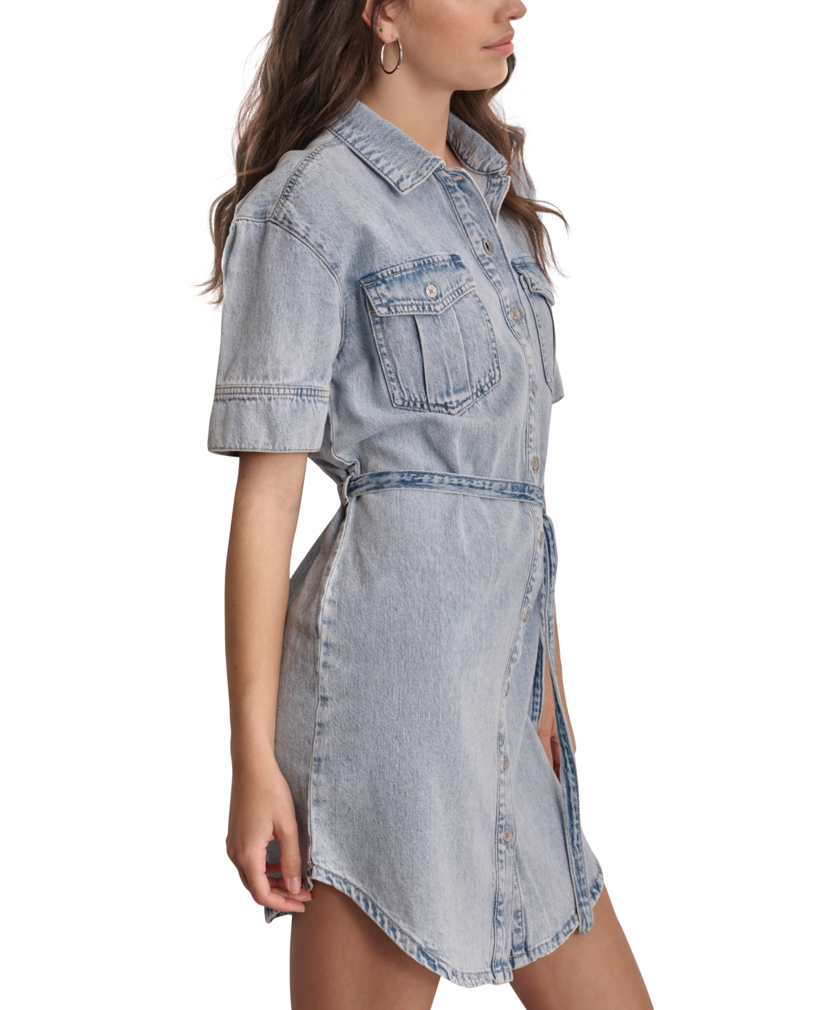 DKNY JEANS WOMEN'S DENIM SELF BELTED SHIRTDRESS 