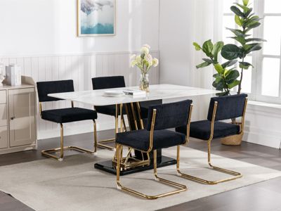 2 Modern Black Corduroy Dining Chairs