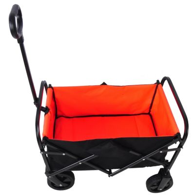 Folding Wagon Garden Shopping Beach Cart (Black+Yellow)