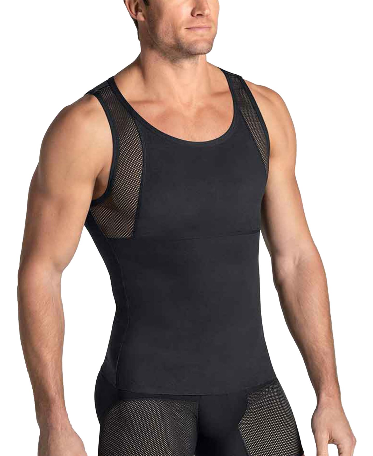 Мужской топ LEO Stretch Moderate Compression Shaper Tank Top, цвет: Чёрный — фото 3