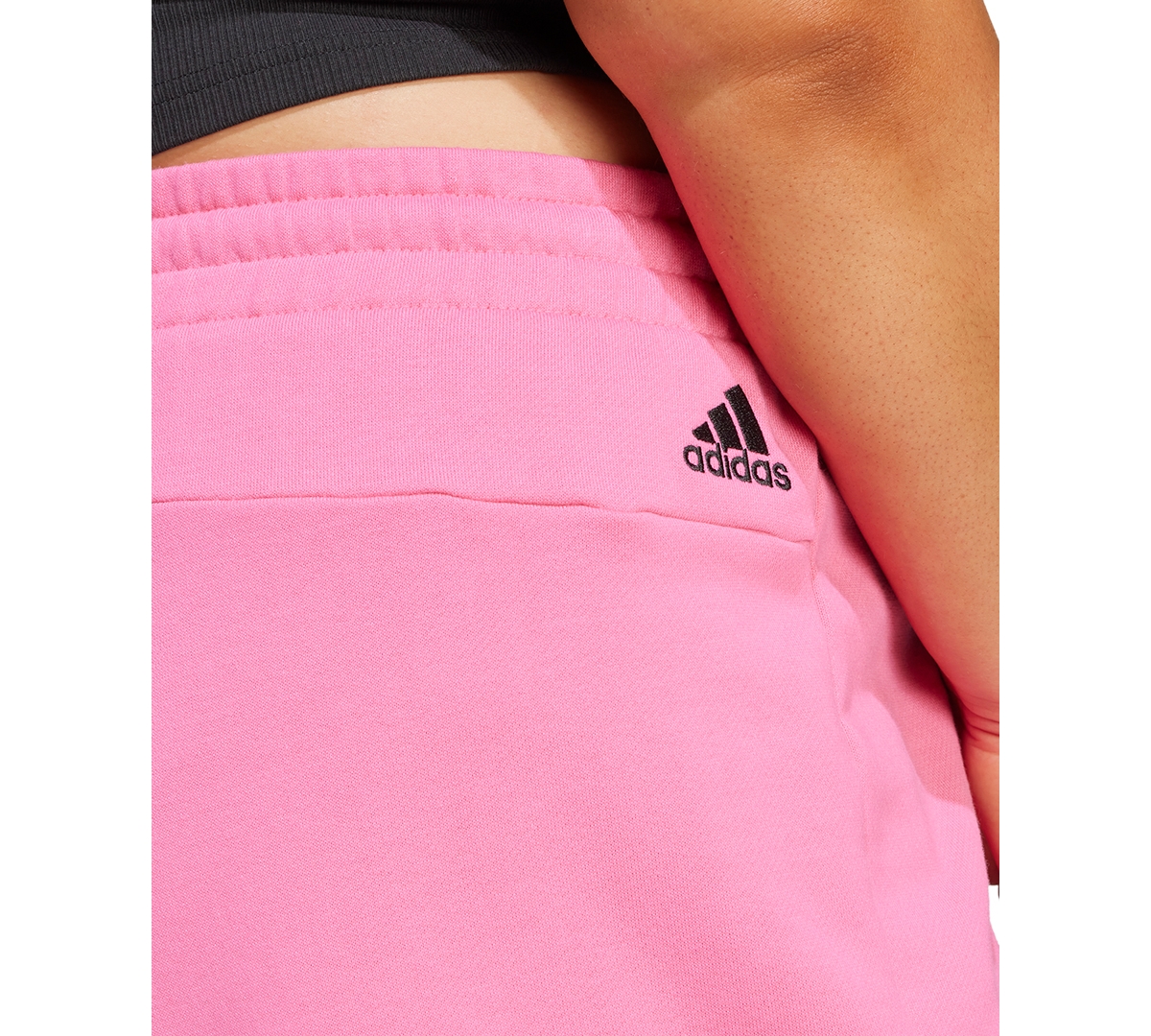 adidas Plus Size Essentials Linear Logo French Terry Shorts - Black