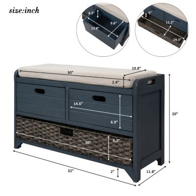 Streamdale Versatile Storage Bench with Basket & Drawers