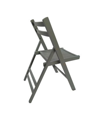 Foldable Slatted Wood Event Chair Set (4)