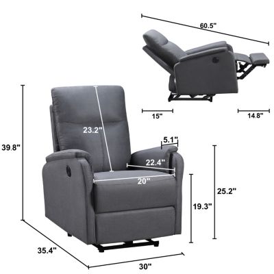 Streamdale Power Recliner Chair With USB Charge Port, Recliner Single Chair
