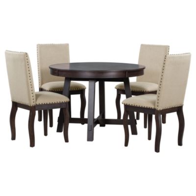 5-Pc Farmhouse Extendable Dining Table Set