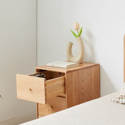 Streamdale Solid Oak Free-Standing Corner Bedside Table