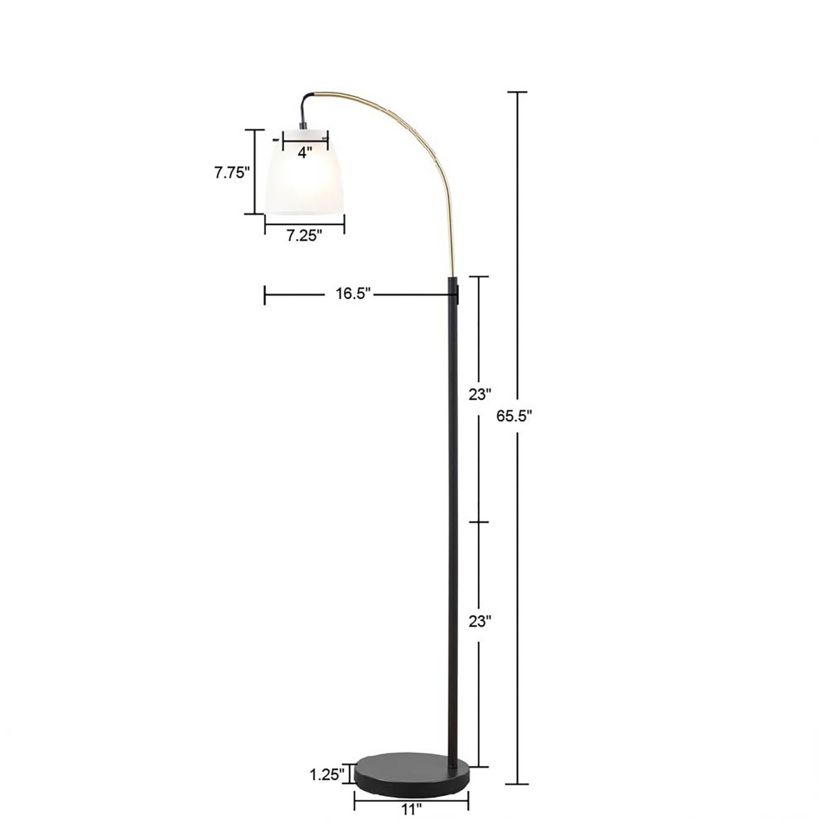 Streamdale Furniture Bristol Arched Metal Floor Lamp With Frosted Glass Shade